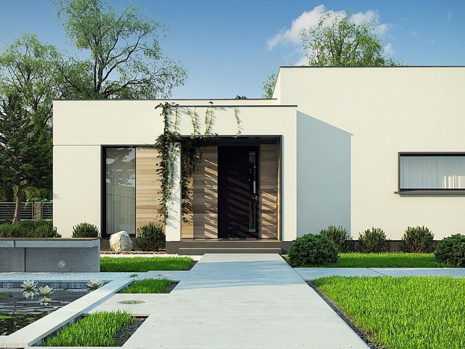 Одноэтажный дом z500 с плоской крышей