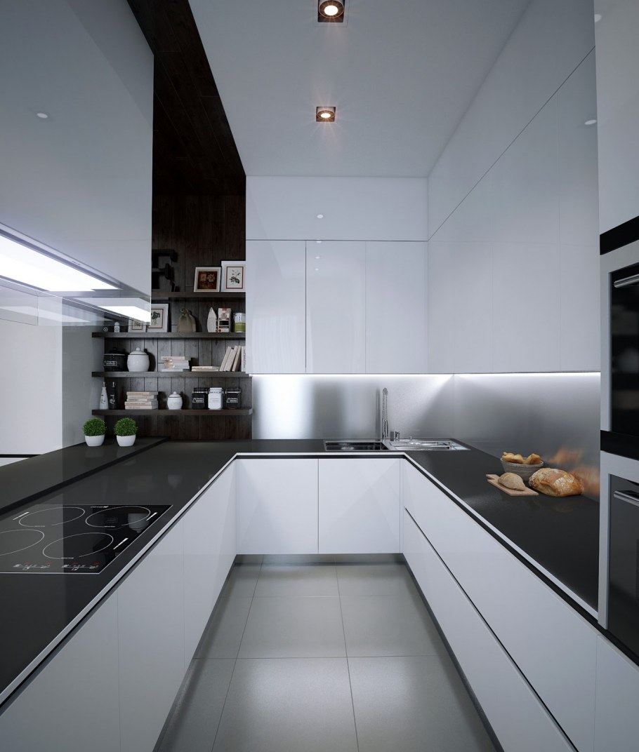 Белая кухня п образная