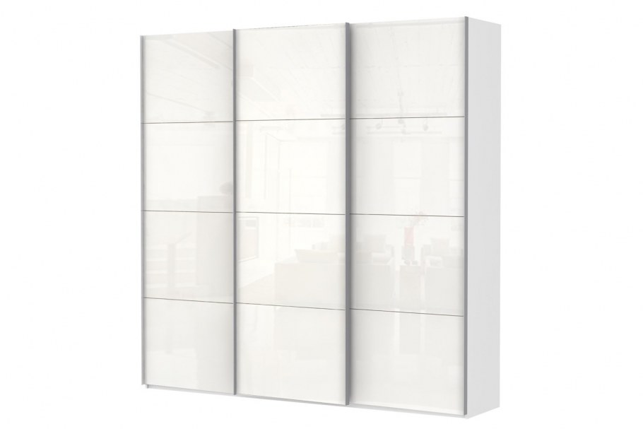 Pax ПАКС гардероб, белый/ФЭРВИК белое стекло150x66x236 см