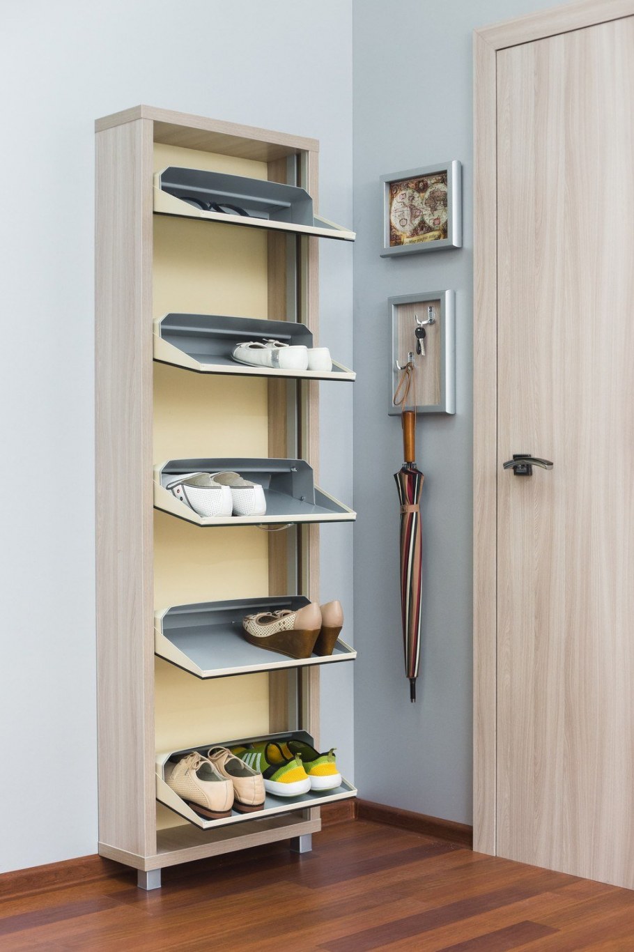 Обувница Люкс с зеркалом Айрон