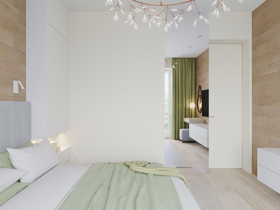 Светлая спальня с акцентами