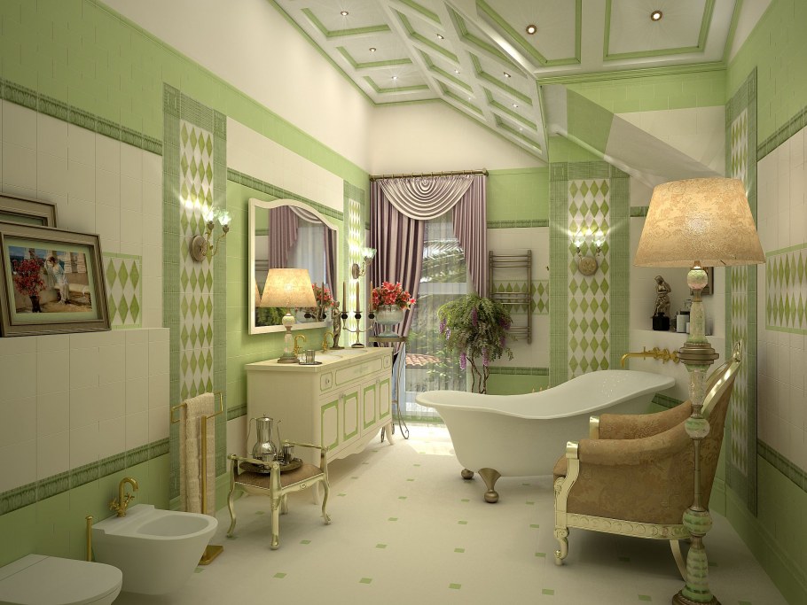 Ванная в стиле Прованс с окном
