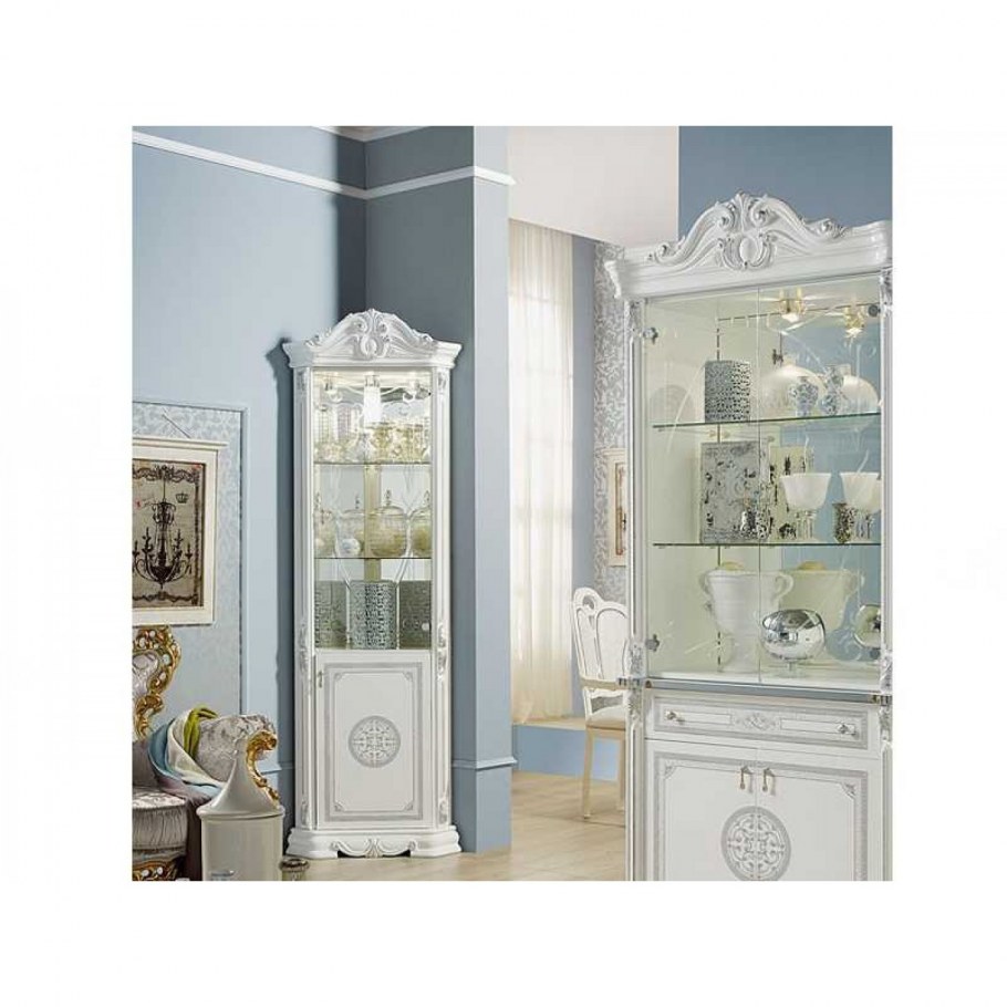 Витрина угловая Гретта слоновая кость