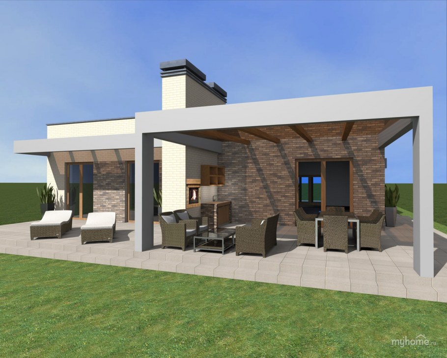 Одноэтажные дома с плоской крышей