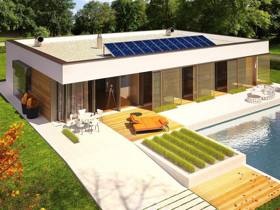 Одноэтажный дом с эксплуатируемой кровлей