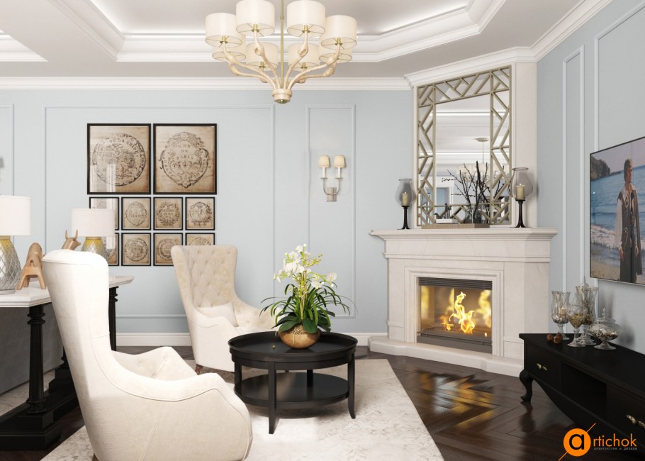 Гостиные с камином