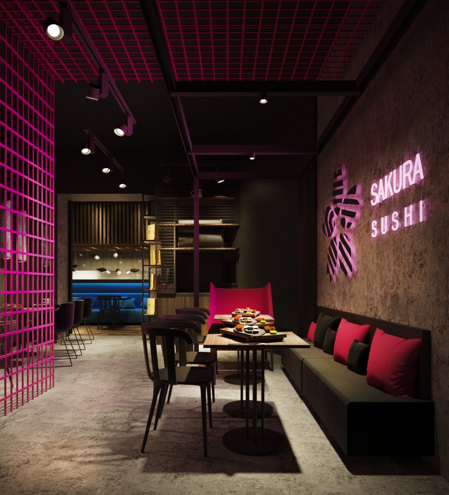 Стильный интерьер суши бара