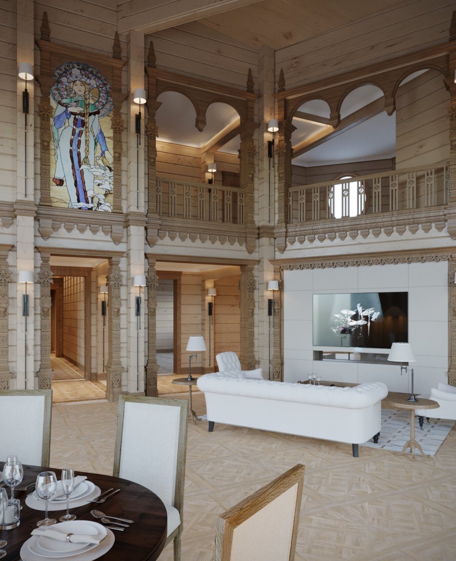 Современные дома в русском стиле