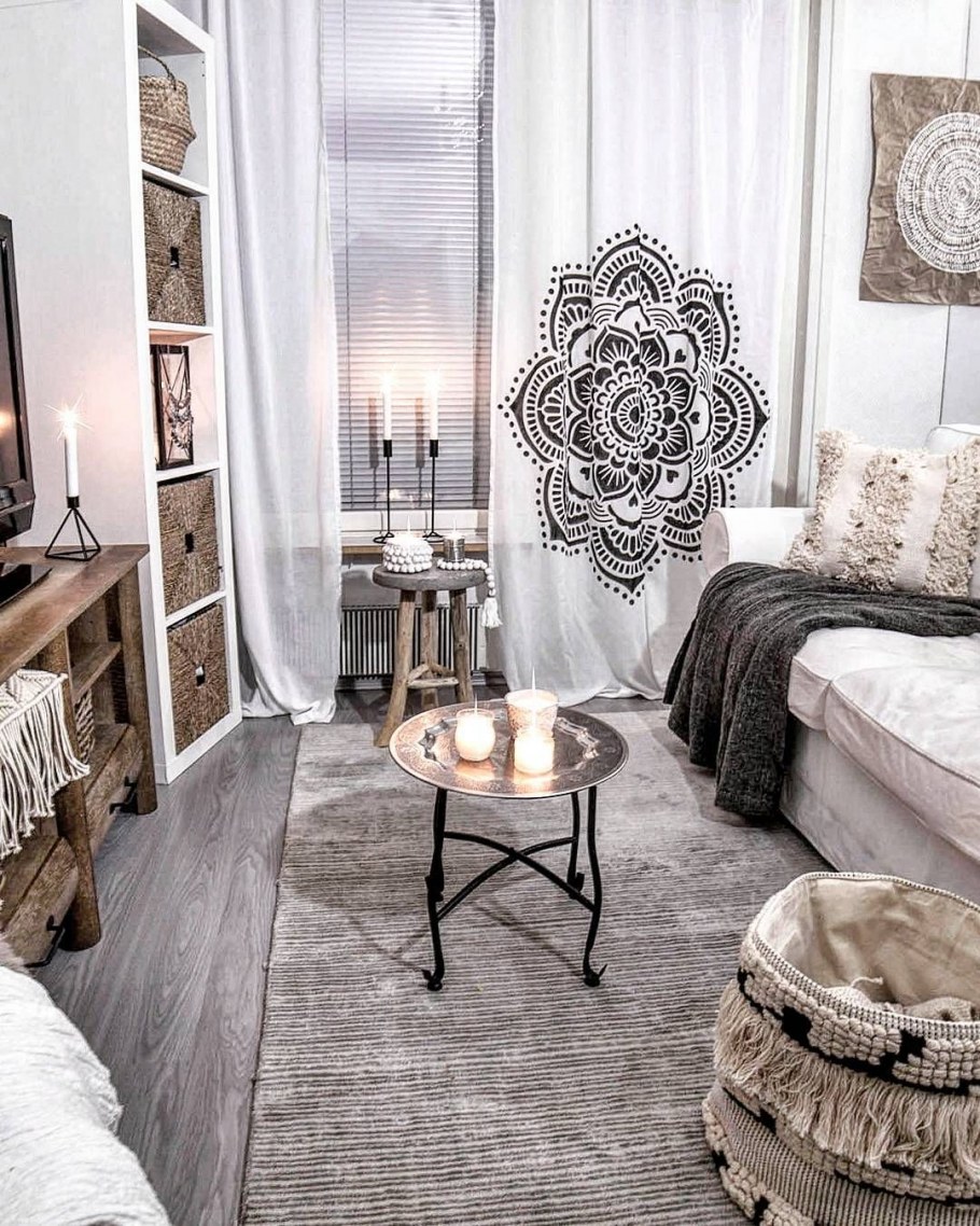 Гостиная бохо Сканди