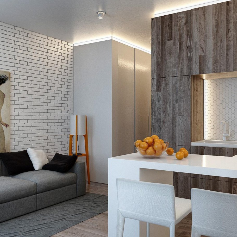 Кухня в лофт студии 20 кв.м