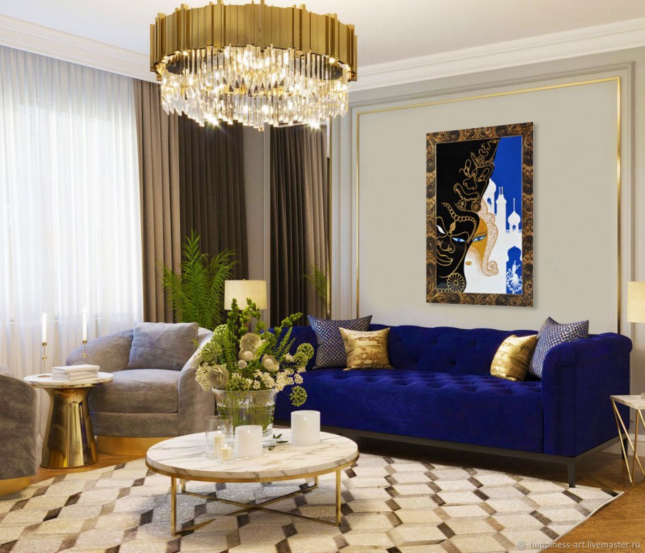 Гостиная в голубых тонах
