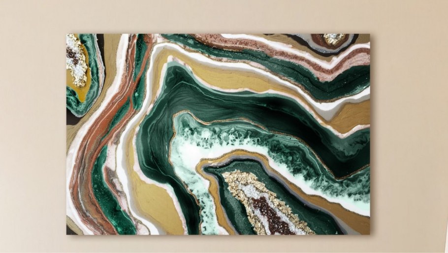 Флюид арт хаки изумруд