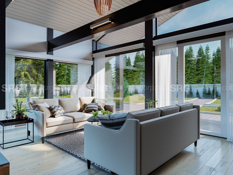 Фахверк с панорамным остеклением