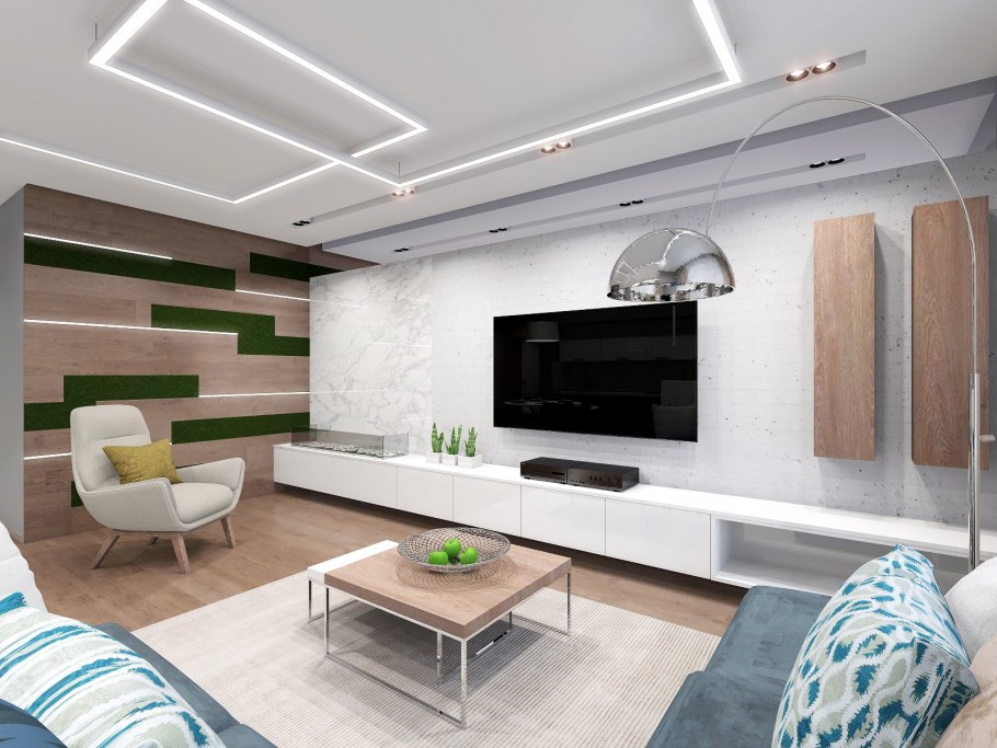 Интерьер зала в частном доме бюджетный вариант