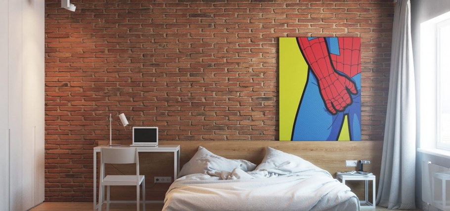 Комната с кирпичной стеной