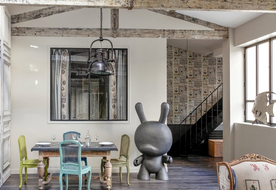 Зеленый диван в стиле лофт