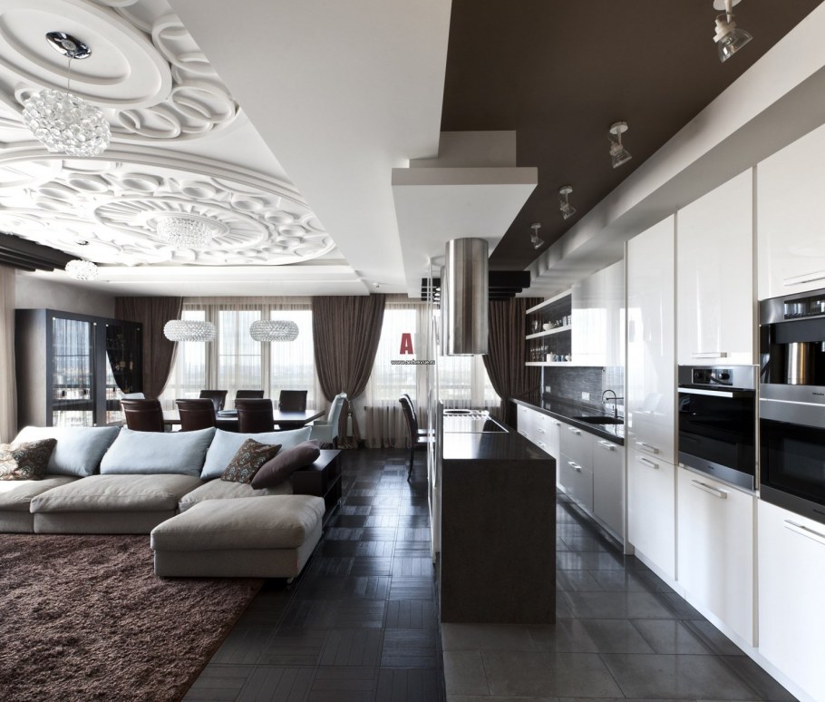 Шикарные гостиные с кухней
