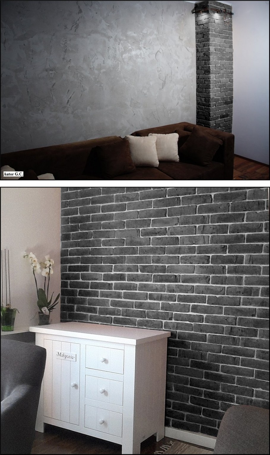 Графитовый кирпич в интерьере