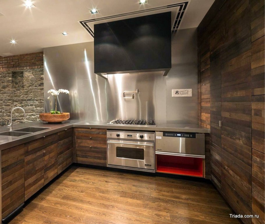 Отделка стен ламинатом на кухне