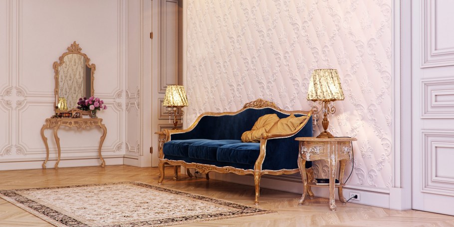 Гостиная в голубых тонах