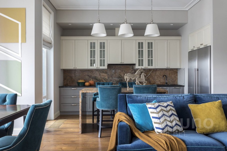 Кухня с бирюзовыми акцентами