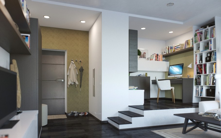 Интерьер однокомнатной студии 45 кв.м