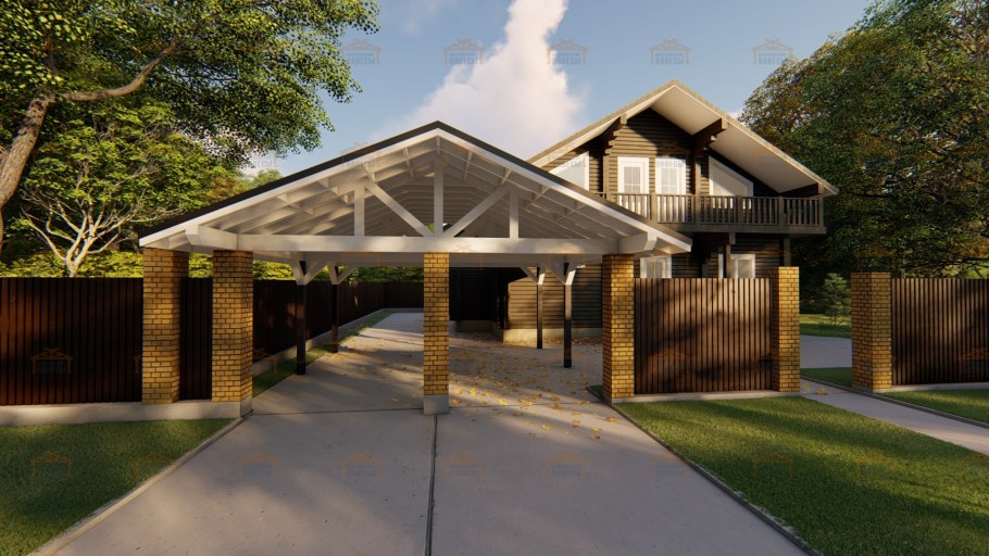 Беседка с плоской крышей