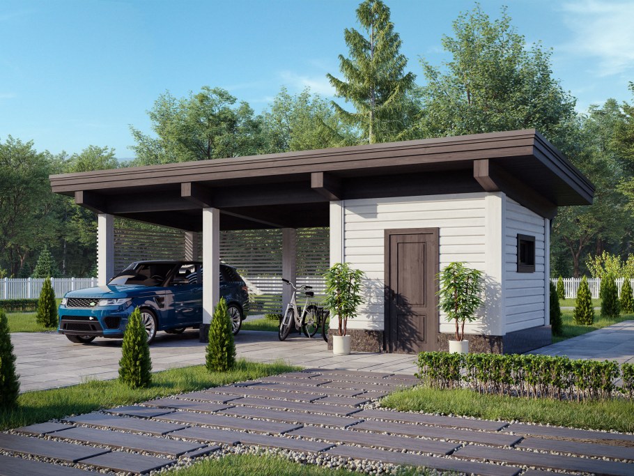 Навес с плоской крышей