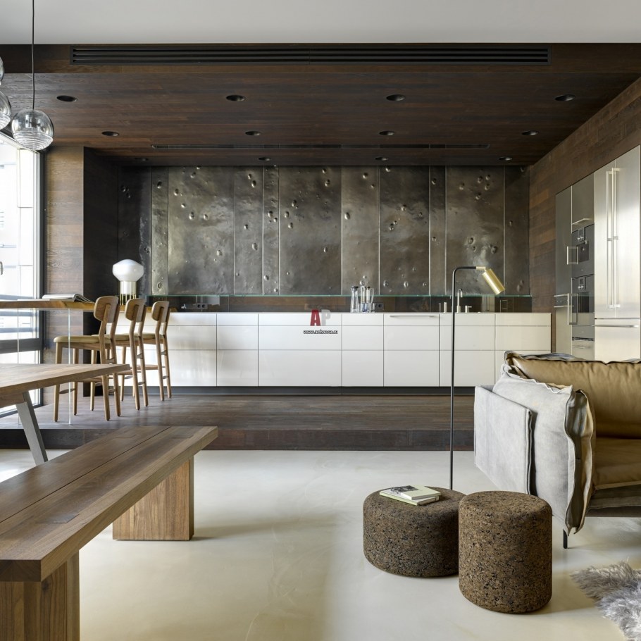 Стильный интерьер кухни гостиной