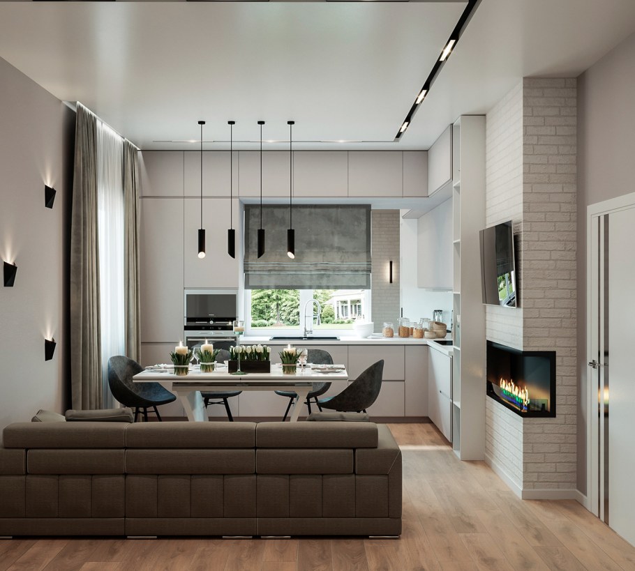 Кухни гостиные в стиле Модерн в 2021 году