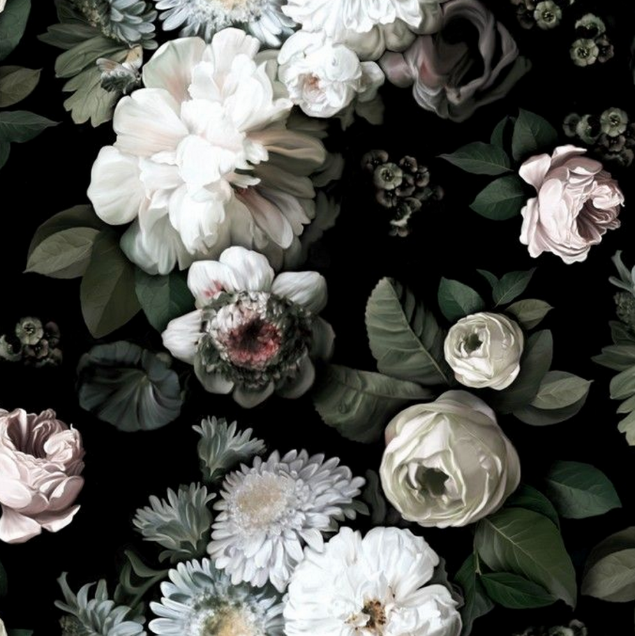 Ткань цветы на черном фоне