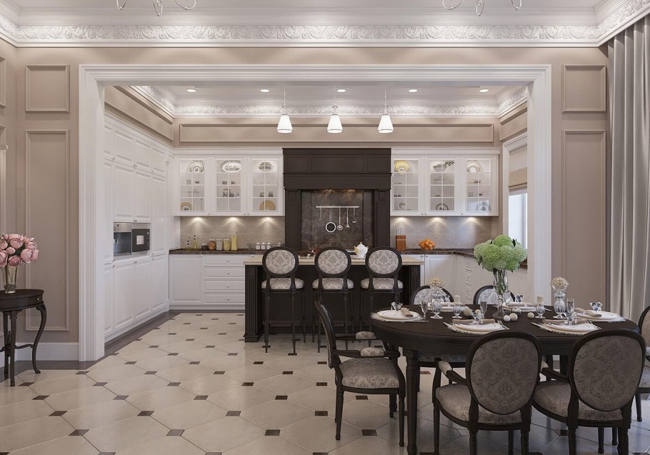 Гостиная столовая Неоклассика