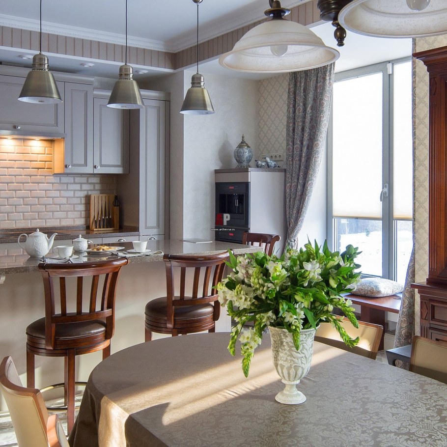 Кухня столовая в неоклассическом стиле