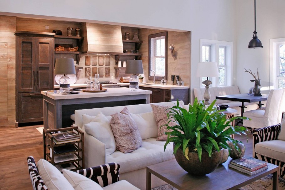 Уютные гостиные с кухней