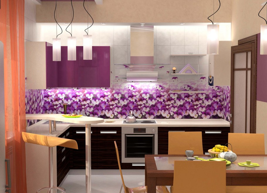 Кухни в сиреневом цвете сочетание цветов