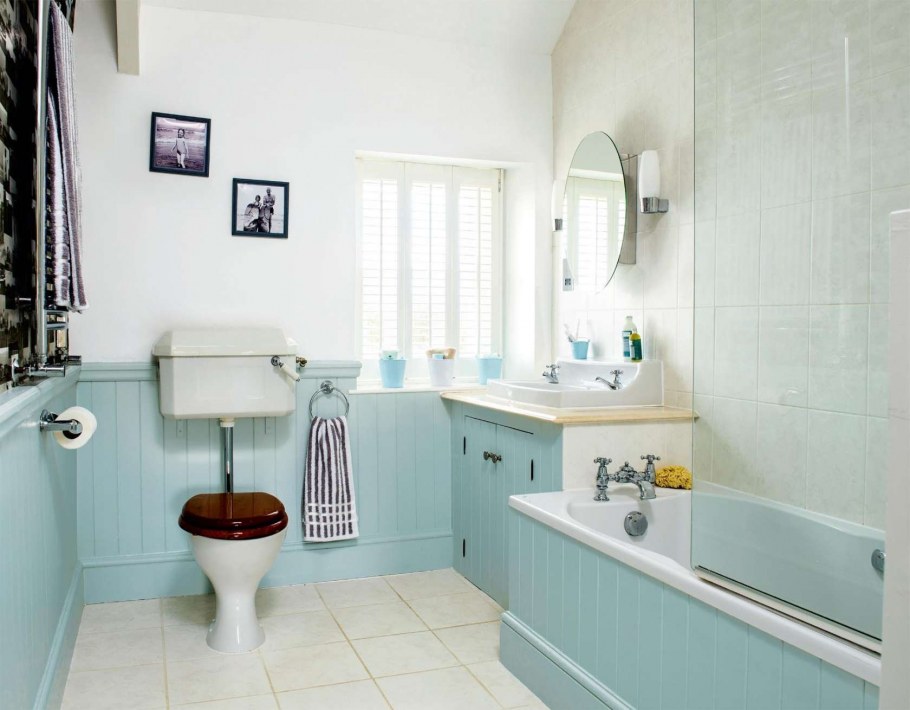 Интерьер ванной комнаты в морском стиле