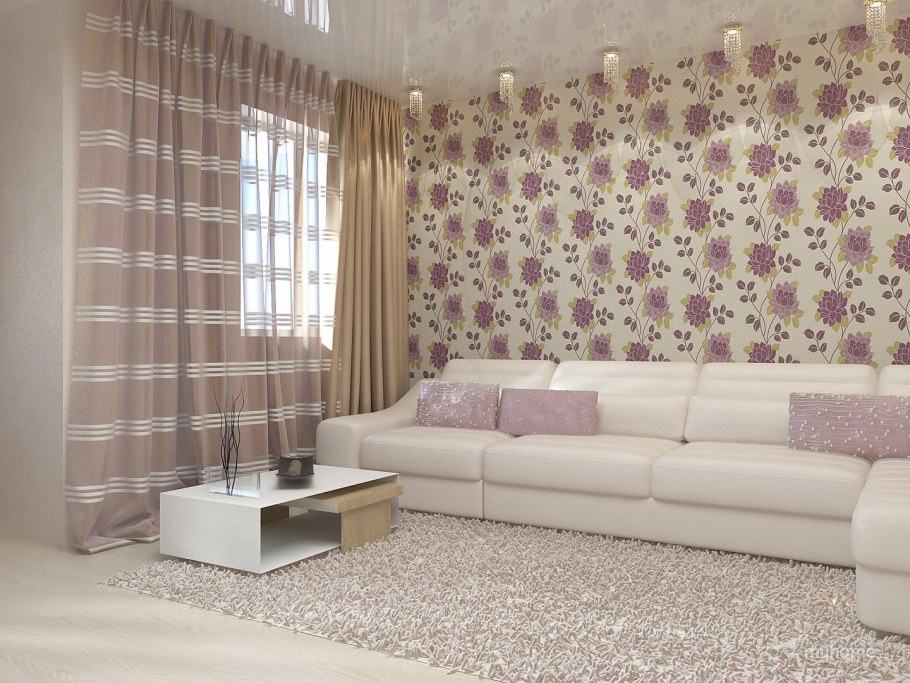 Светлые обои в гостиную комбинированные