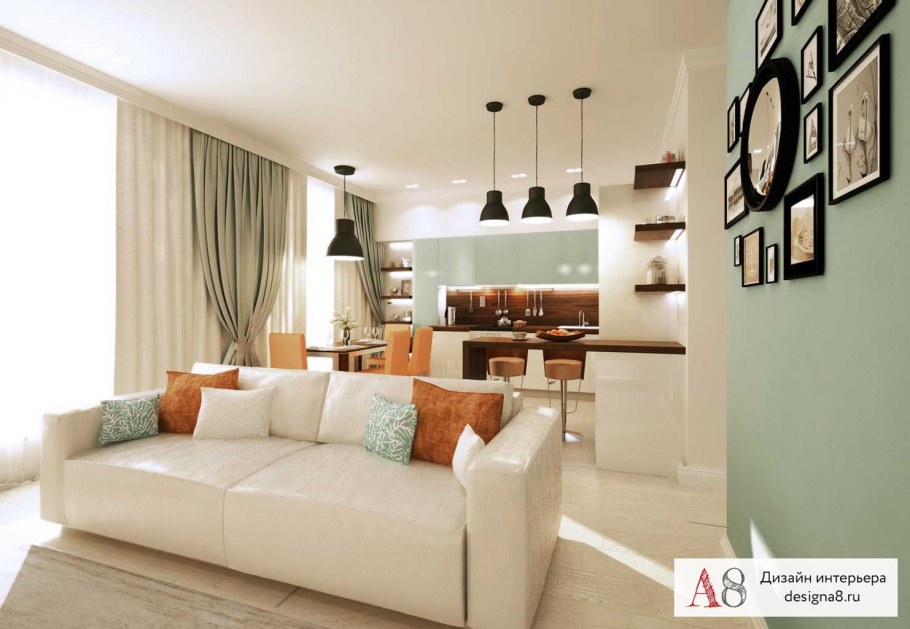 Интерьер квартиры студии 55 кв м