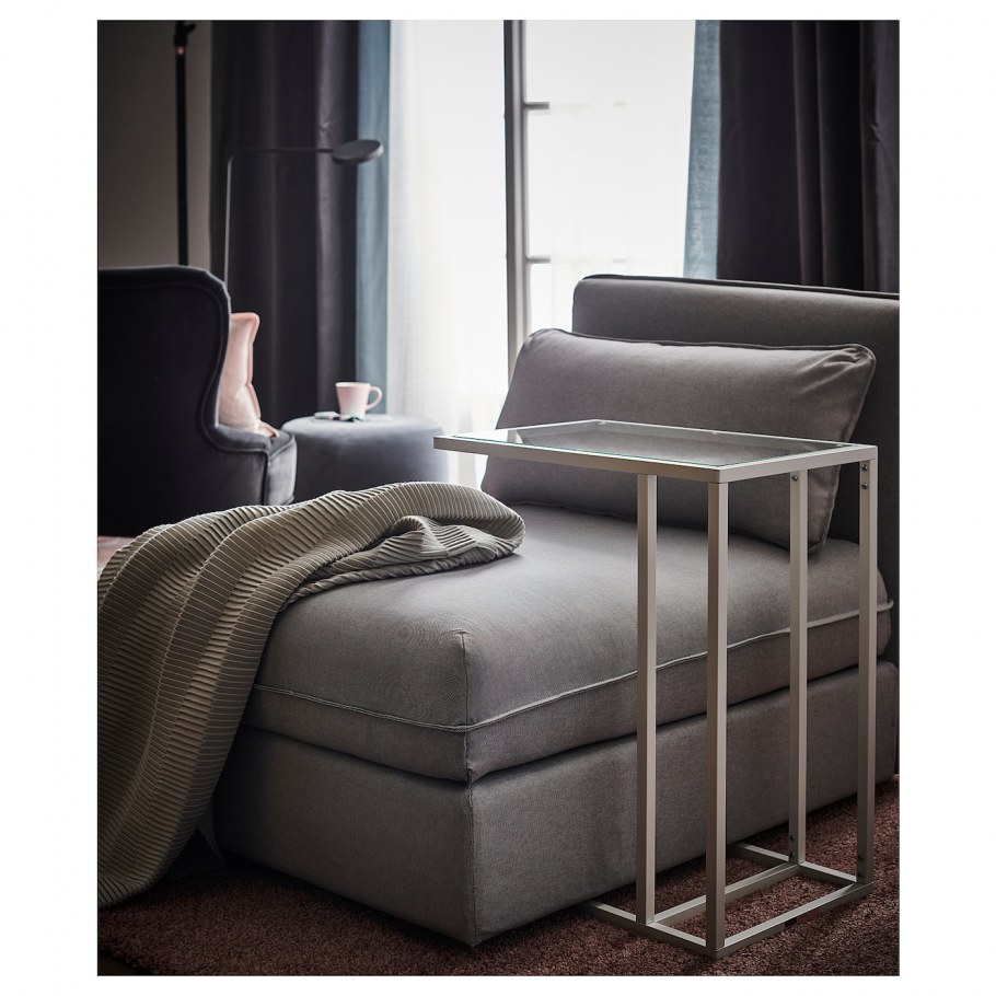 Vittsjö ВИТШЁ стол д/ноутбука, белый/стекло100x36 см