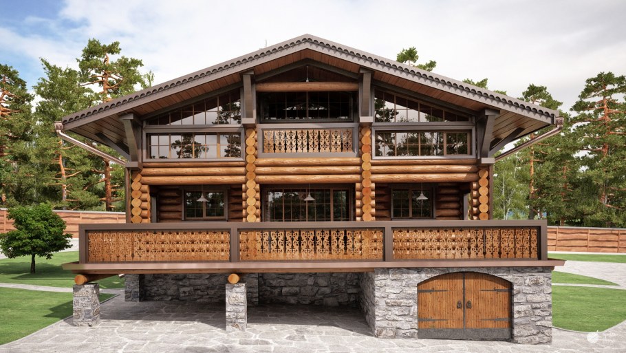 Дом на сваях в стиле Шале