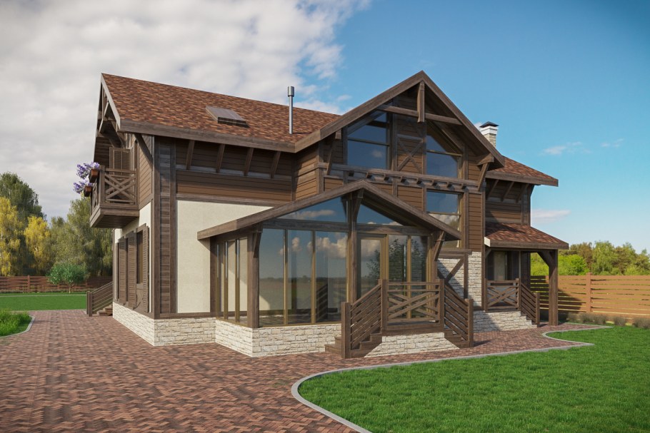 Спальня в стиле блок Хаус