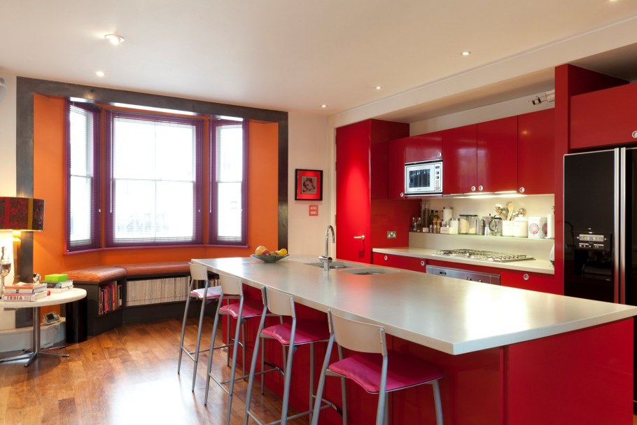 Цвет стен с красной кухней