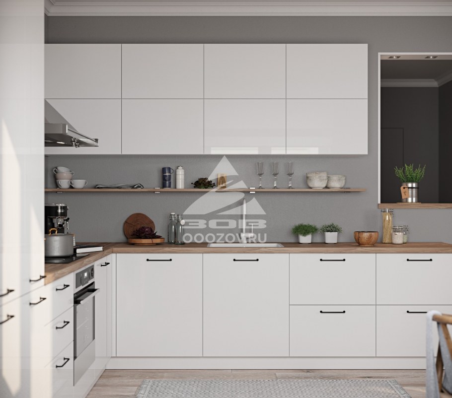 Белая глянцевая кухня