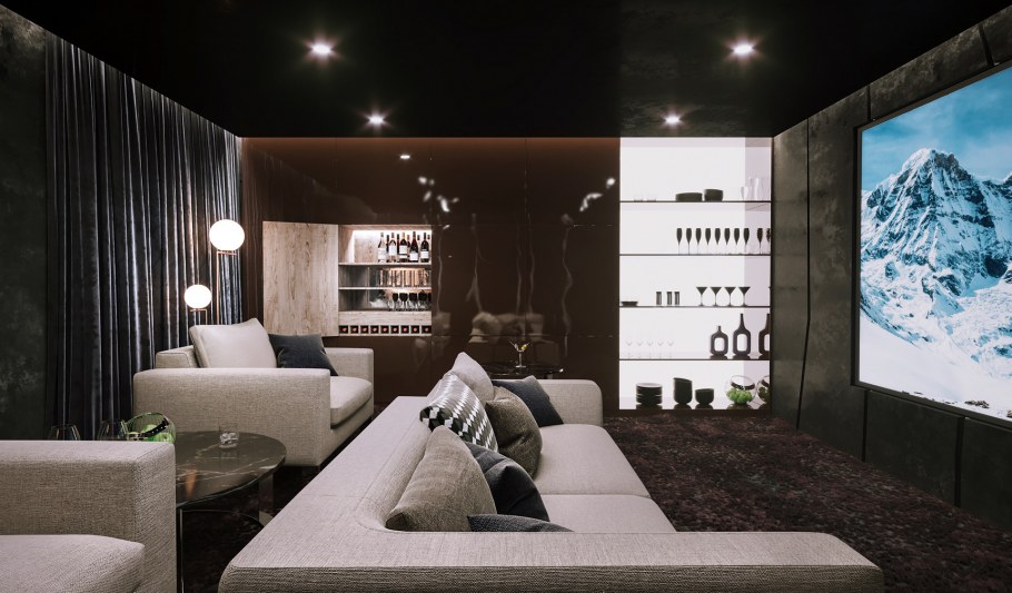 Домашний кинотеатр интерьер лофт