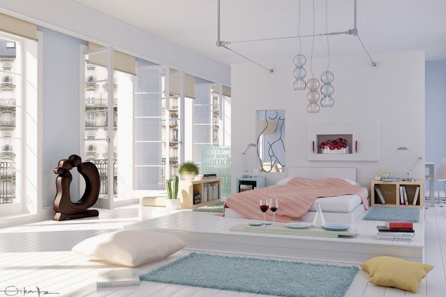 Просторная современная комната для девушки