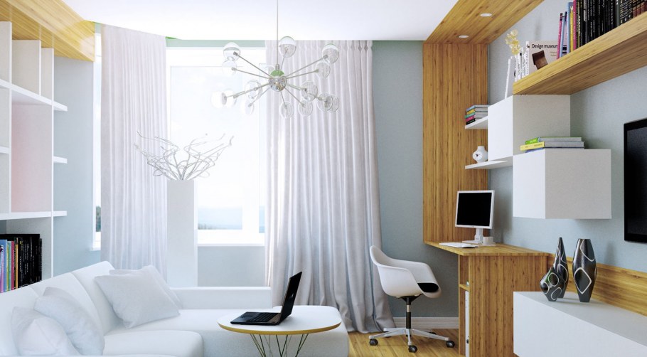 Гостиная спальня с рабочим местом