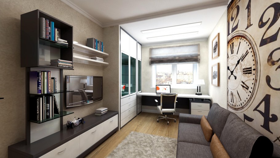 Компьютерный стол в однокомнатной квартире