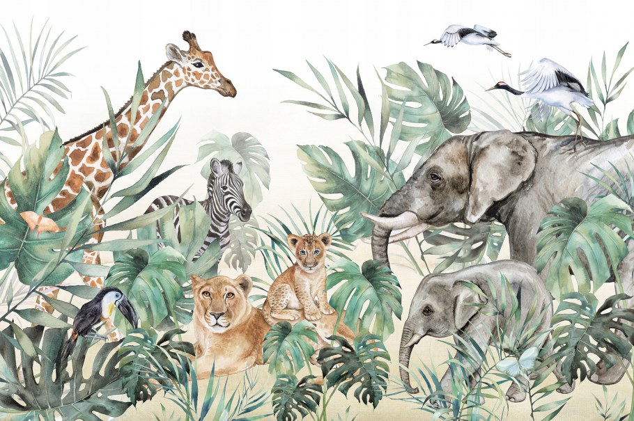 Животные сафари акварель