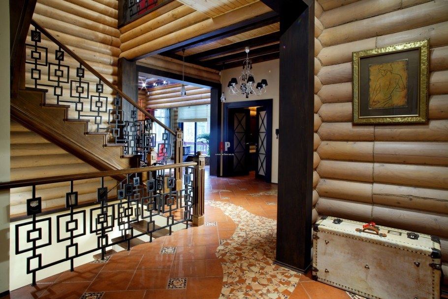 Дом из оцилиндрованного бревна интерьер