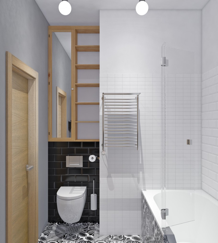 Санузел 4 кв м в стиле Сканди